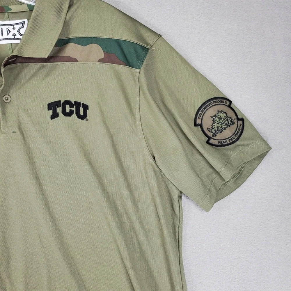Nike Polo Mens L Olive Green TCU Horned Frogs Military OHT Camo DZ8033-222